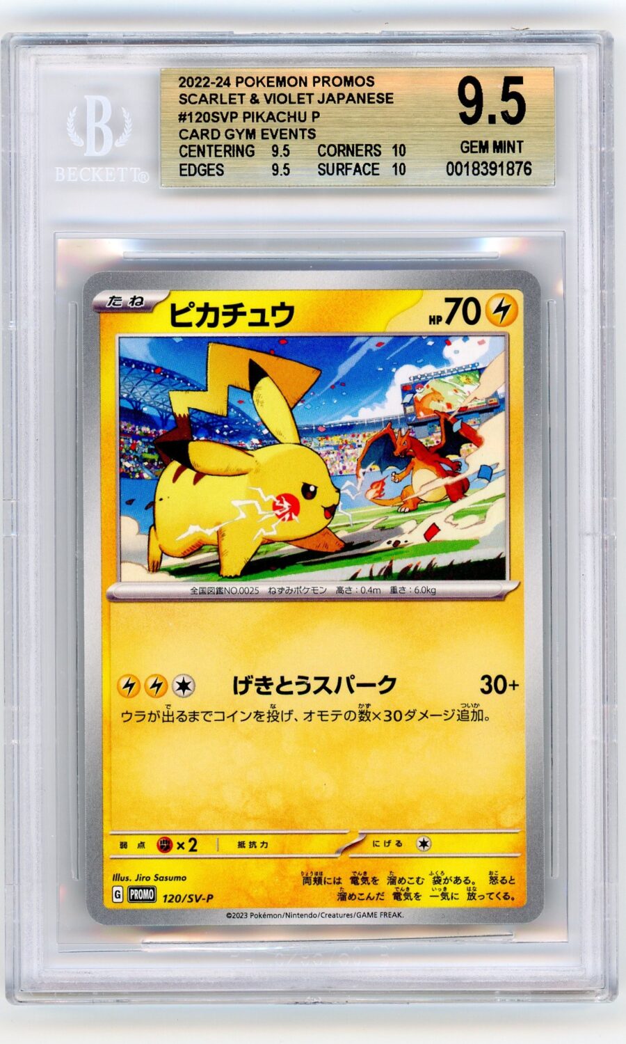 Pokemon Pikachu 120 SVP Japanese Scarlet & Violet Gym Event Promo BGS 9.5 GEM MINT